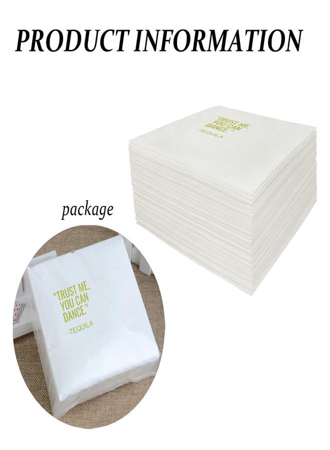 VOWFOO Funny Cocktail Napkins 100Pcs Trust Me You Can Dance Tequila Paper Disposable Party Napkins For Bachelorette Bridal Shower Birthday New Year's Eve Girls' Night Party 5 x 5 2-ply (Tequila) - Image 3